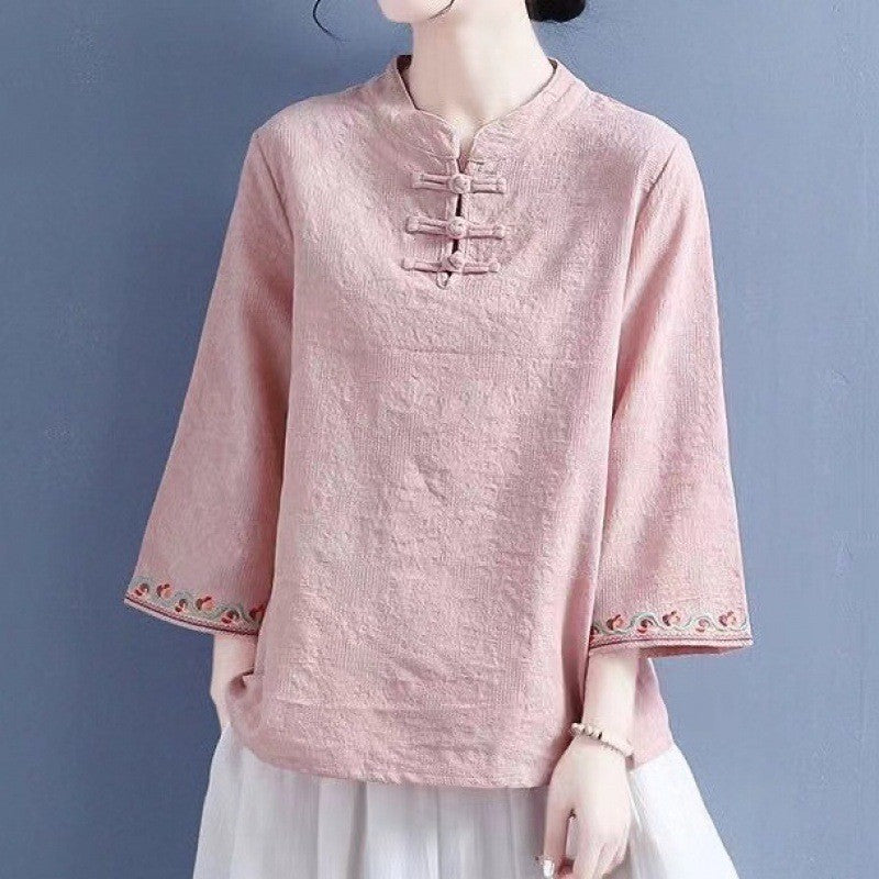 Anara Embroidered Bell-Sleeve Blouse