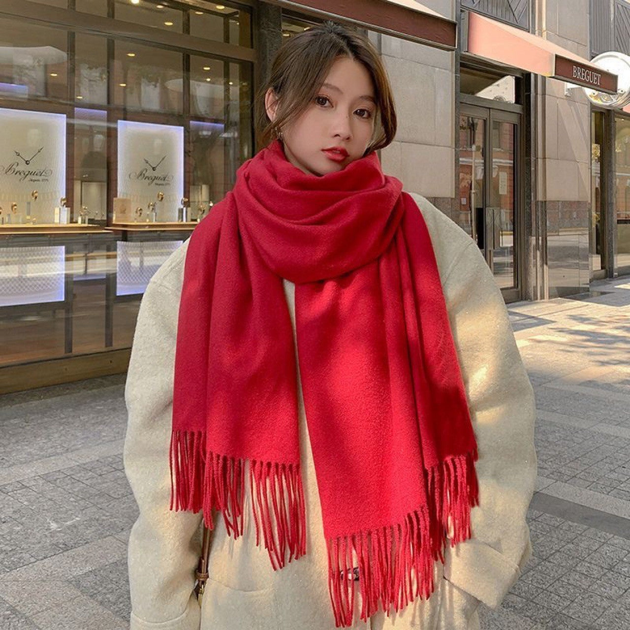 Aurelia Tassel Cashmere Scarf
