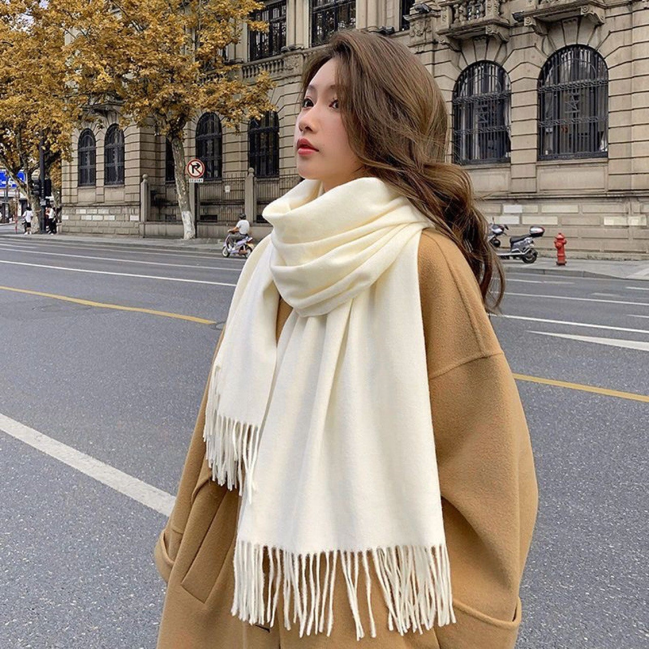 Aurelia Tassel Cashmere Scarf