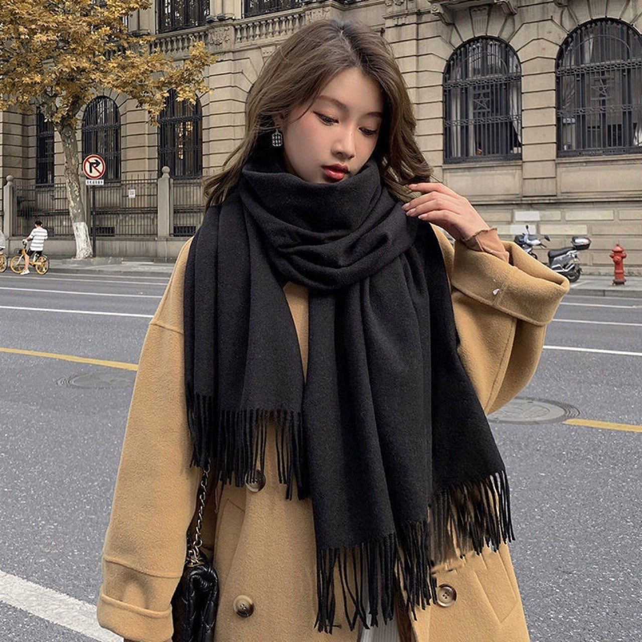 Aurelia Tassel Cashmere Scarf