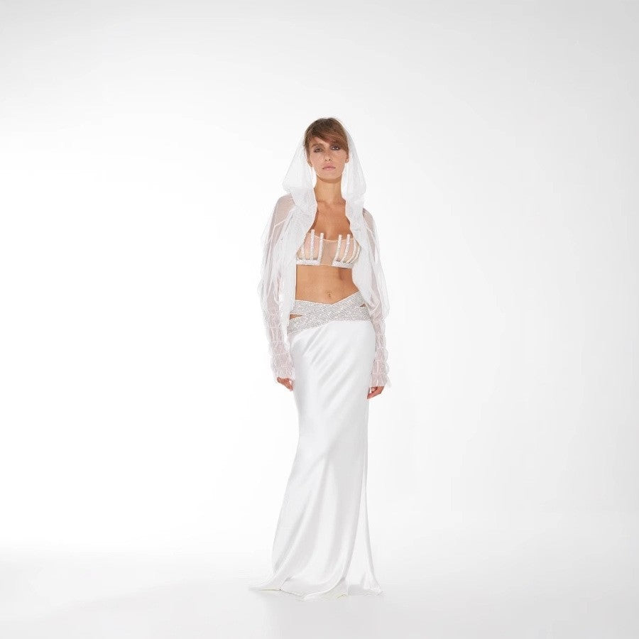 Diamond-Embellished Evening Skirt Set