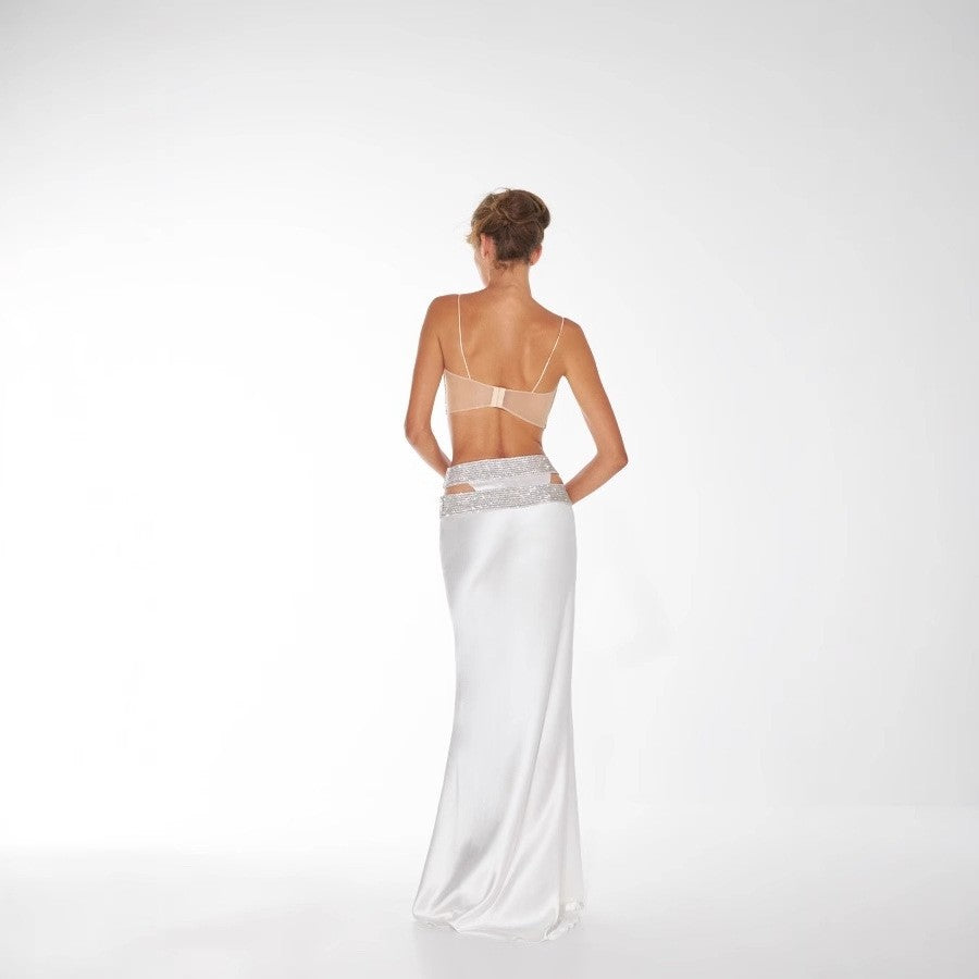 Diamond-Embellished Evening Skirt Set