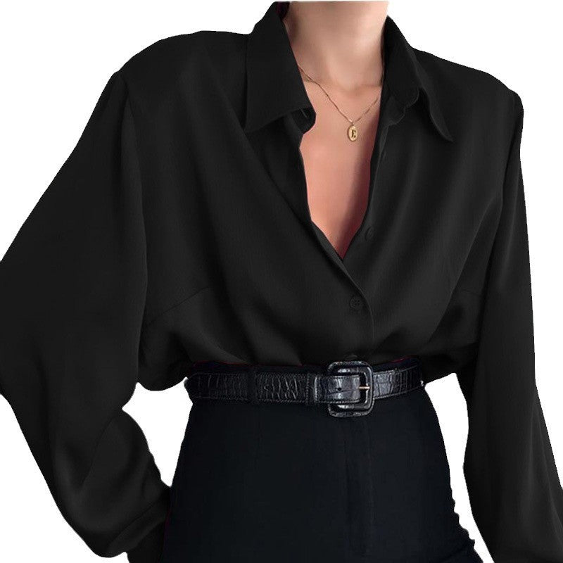 Elegant Draped Long-Sleeve Cardigan Shirt