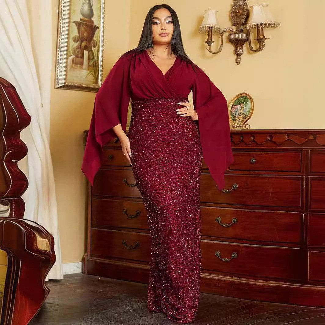 Elegant Sequin Evening A-Line Dress