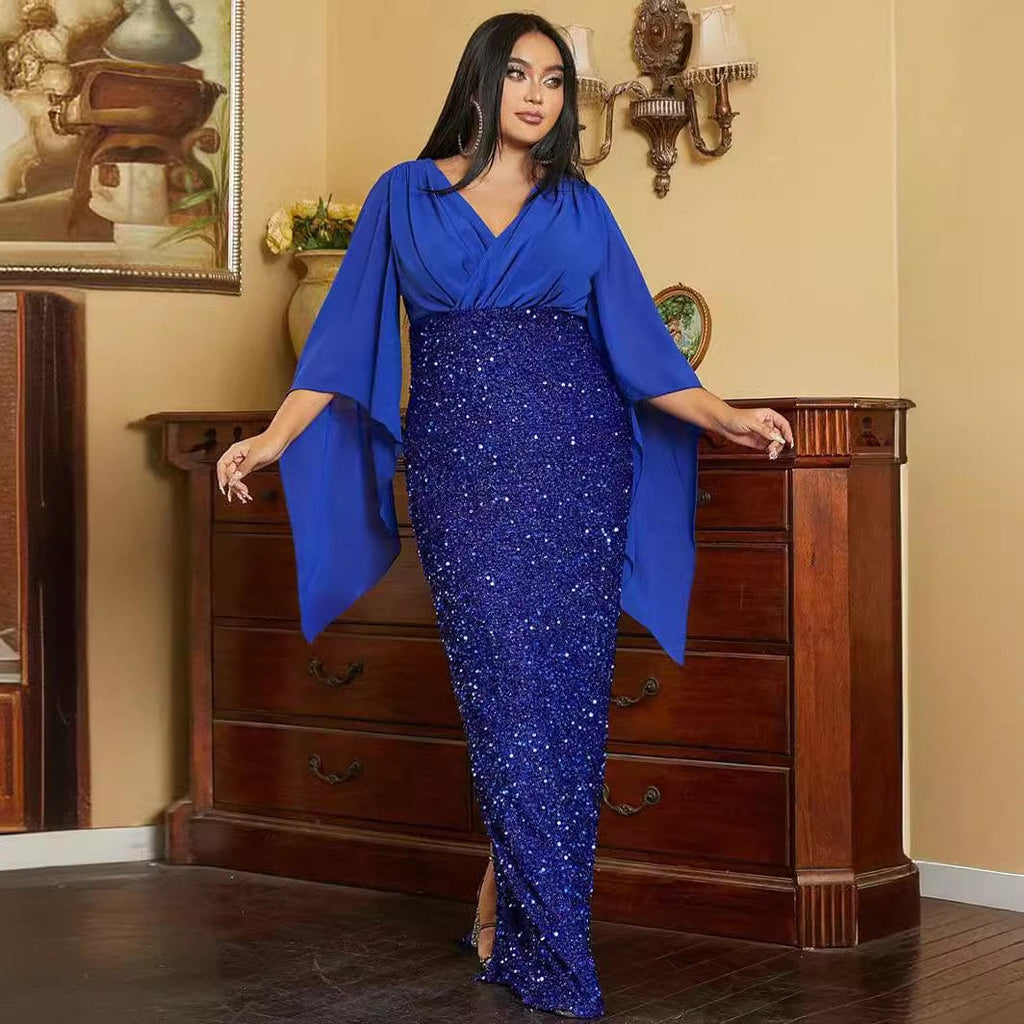 Elegant Sequin Evening A-Line Dress