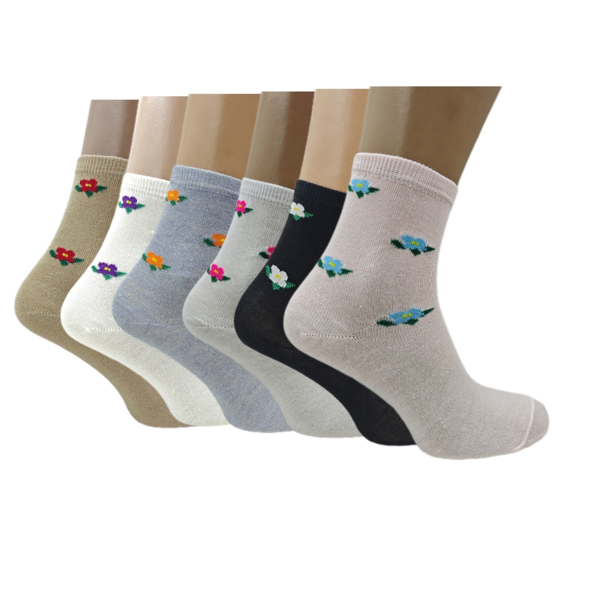 Fleur Cotton Floral Socks (6–24 Pairs)