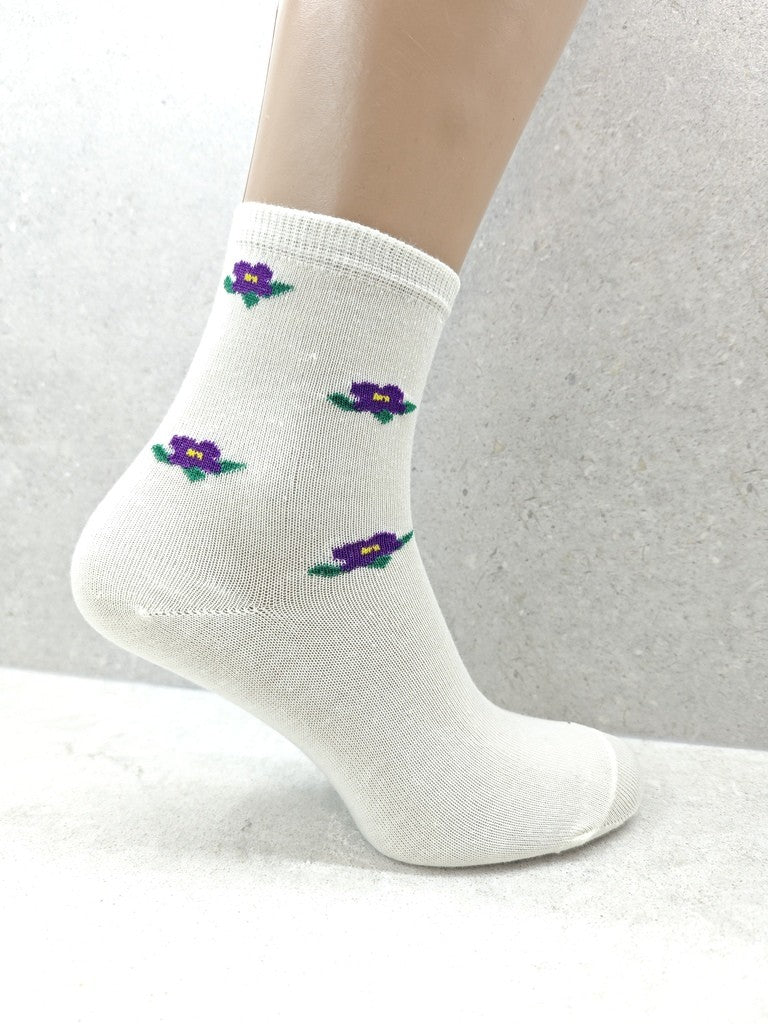 Fleur Cotton Floral Socks (6–24 Pairs)