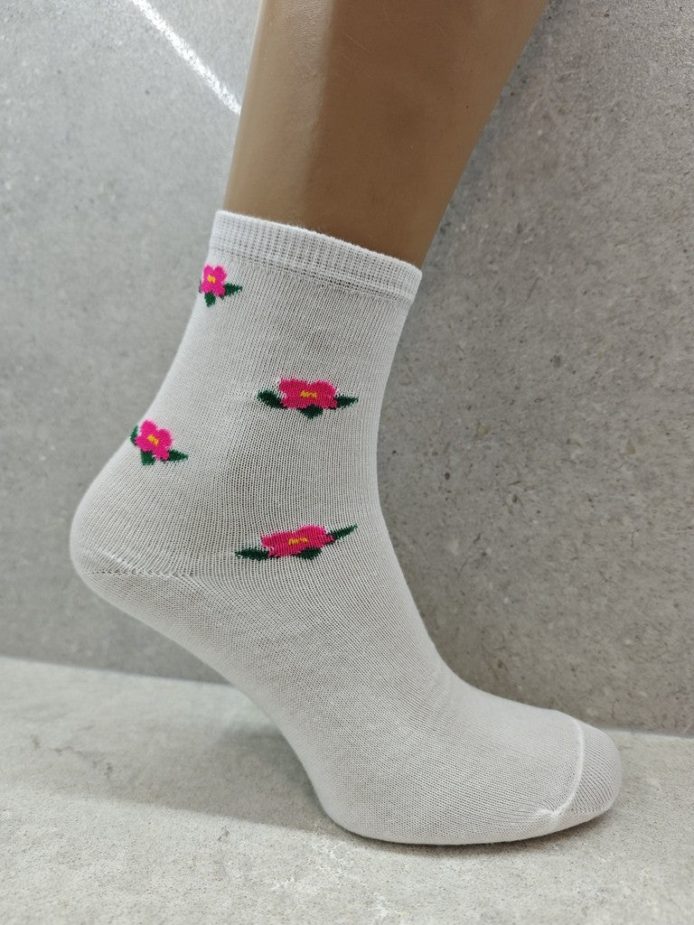 Fleur Cotton Floral Socks (6–24 Pairs)