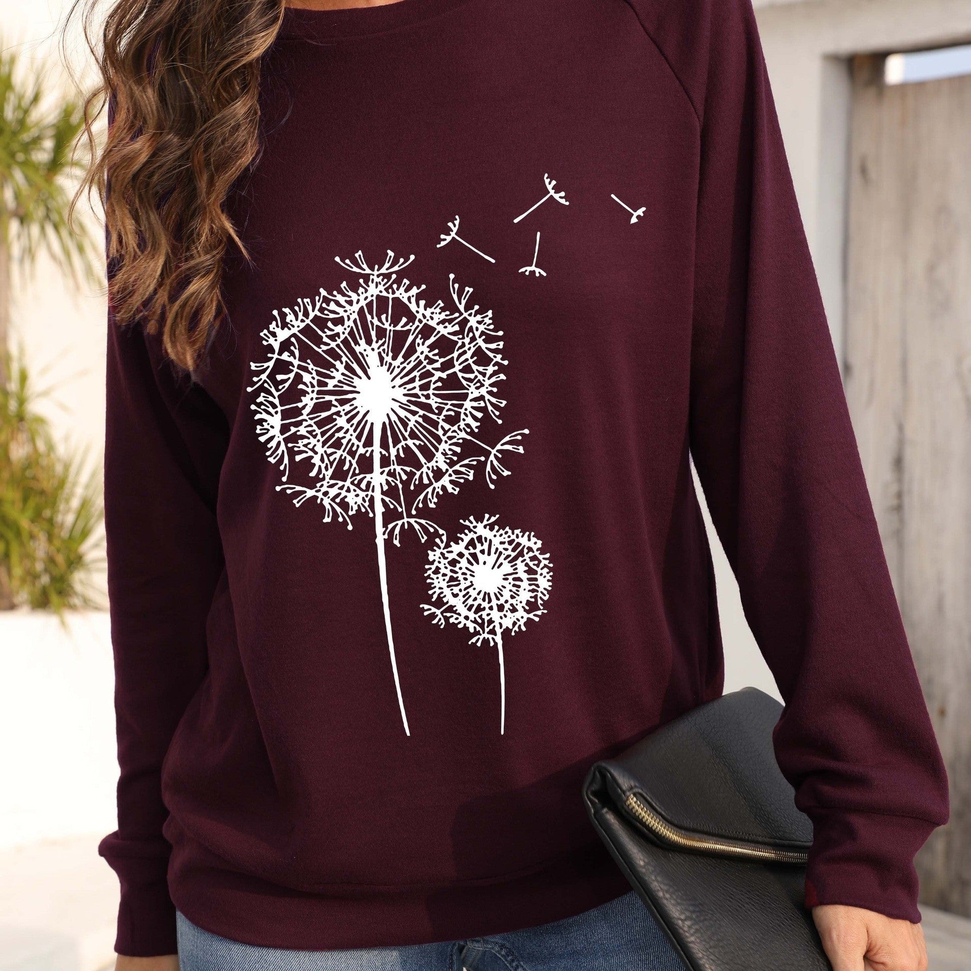 Floral Dandelion Graphic Crewneck Sweatshirt
