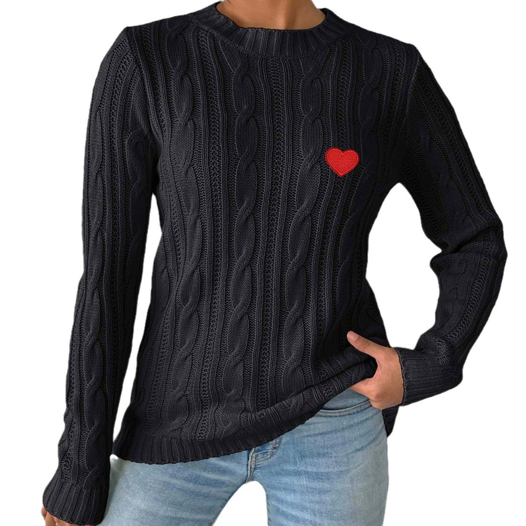 Heart-Patterned Knit Pullover