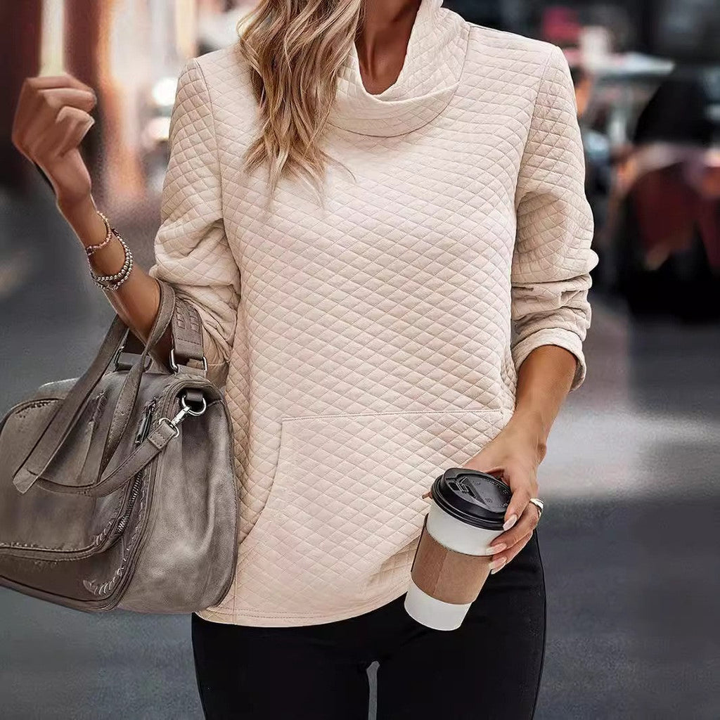 High-Neck Casual Pullover Sweater