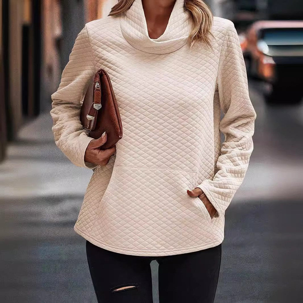 High-Neck Casual Pullover Sweater