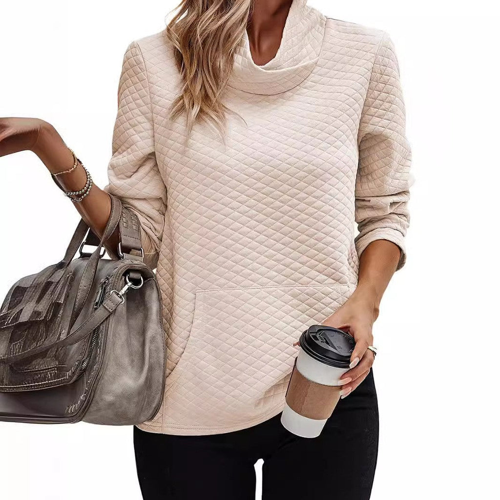 High-Neck Casual Pullover Sweater