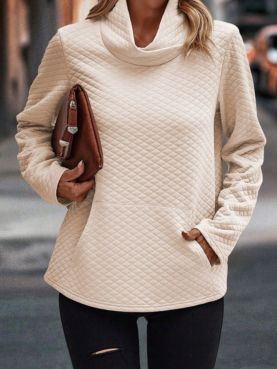 High-Neck Casual Pullover Sweater