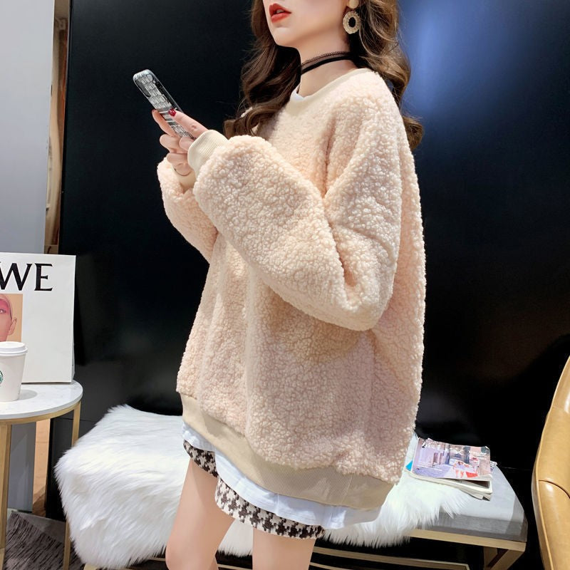 Layered Look Round-Neck Street Style Sweater