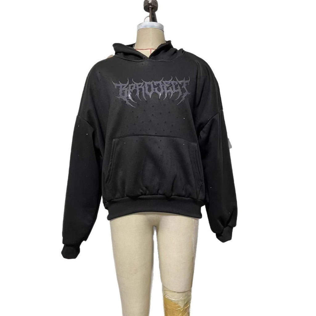 Modern Graphic Print Lantern-Sleeve Hoodie