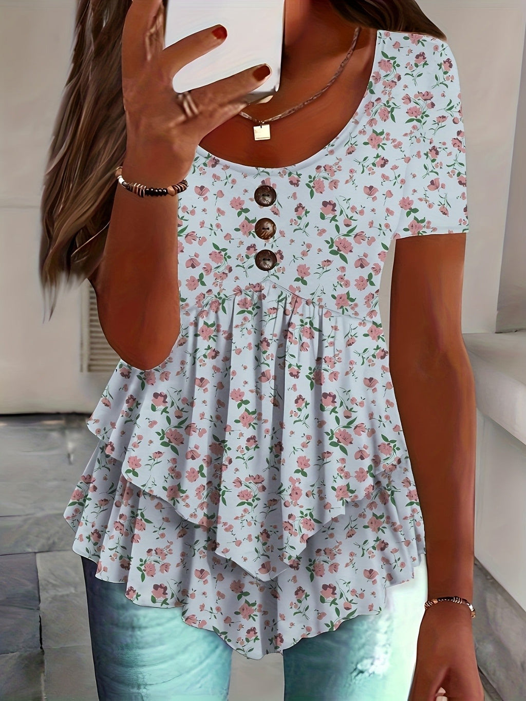 Novara Ruffle Print Tee