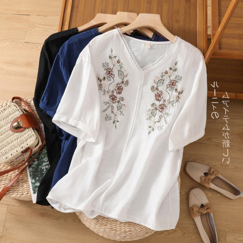 Seraphina Embroidered Linen Blouse