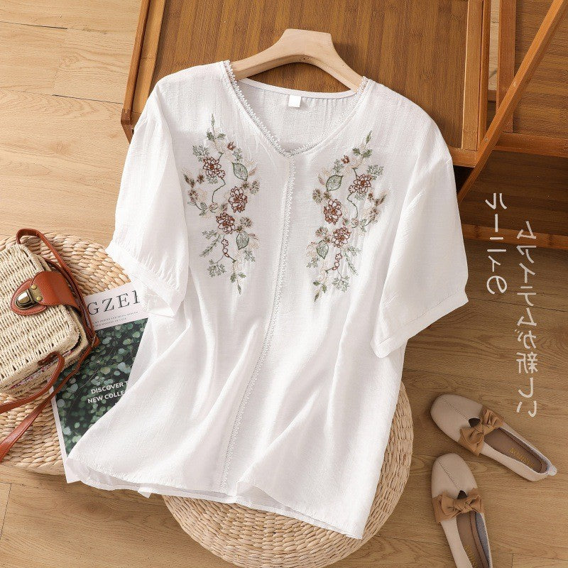 Seraphina Embroidered Linen Blouse
