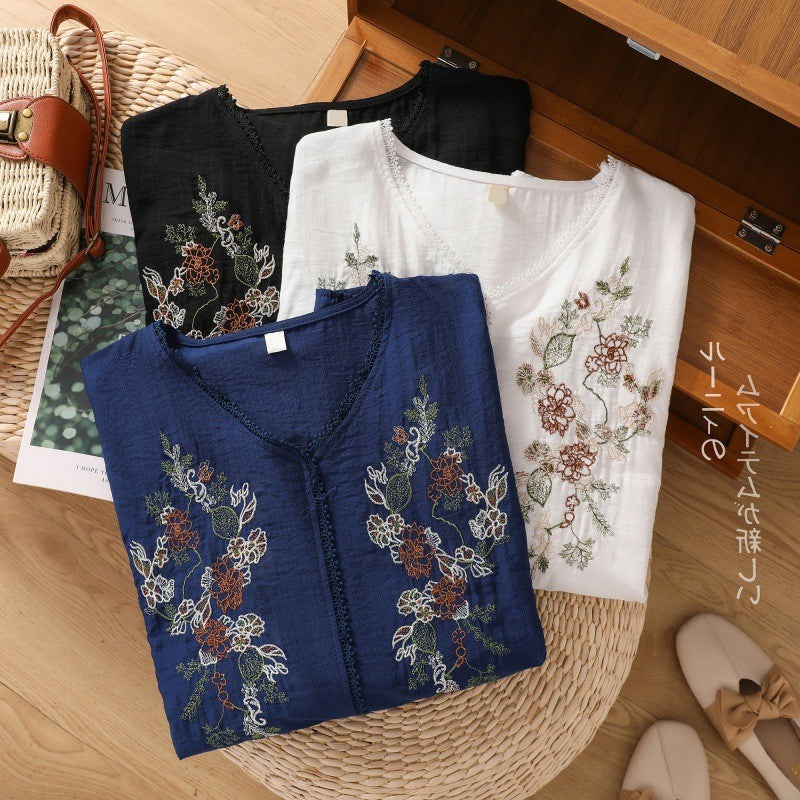 Seraphina Embroidered Linen Blouse