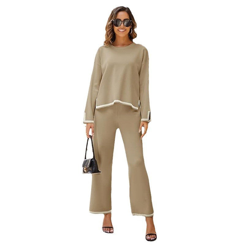 Soft Knit Lounge Top and Wide-Leg Pants Set