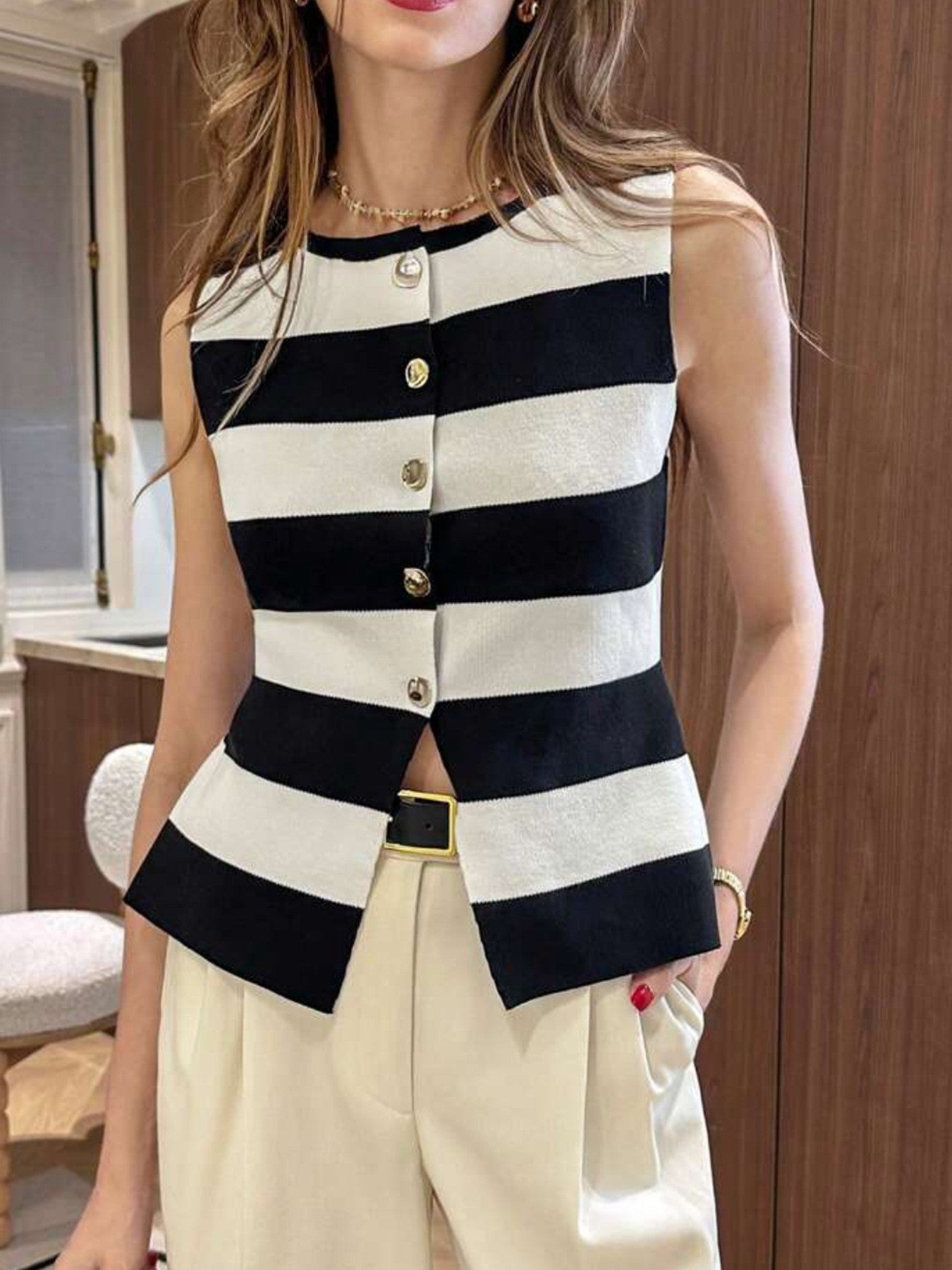 Solara Striped Knit Vest