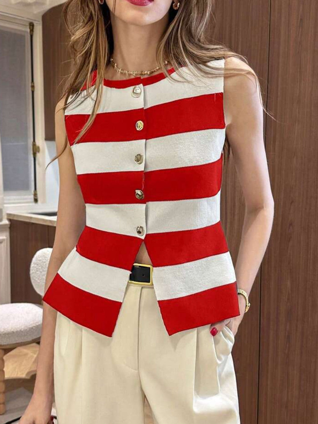 Solara Striped Knit Vest