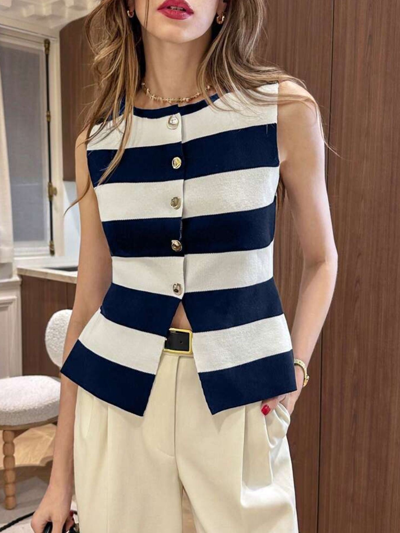 Solara Striped Knit Vest