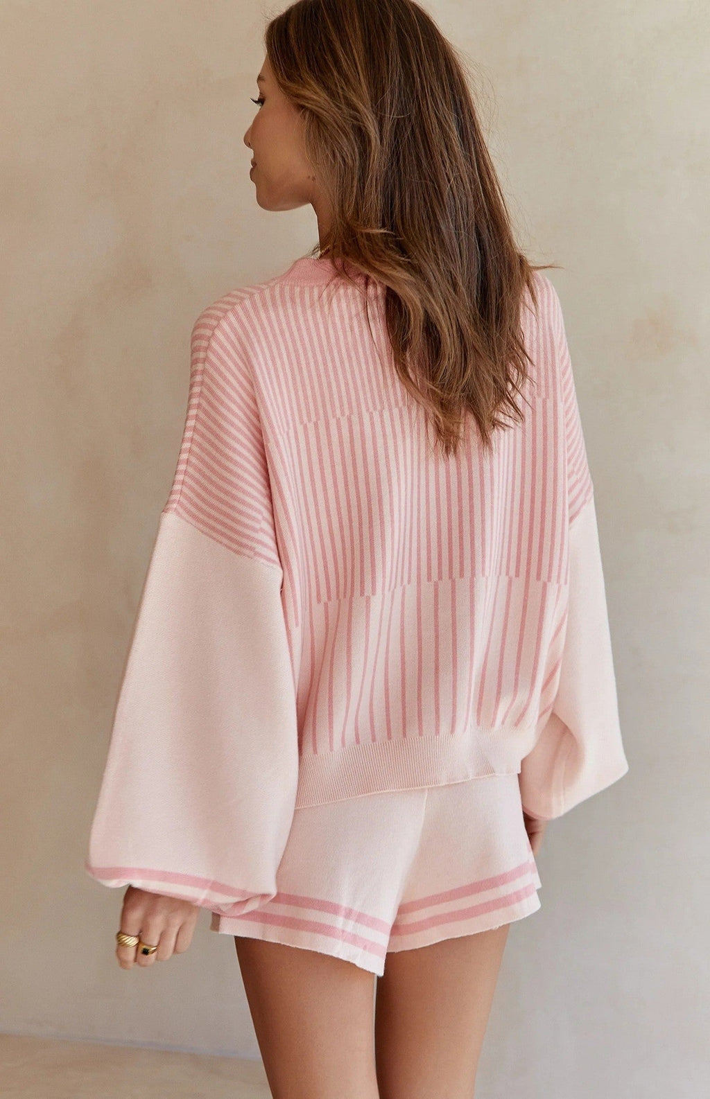 Striped Long-Sleeve Top and Casual Pants Set